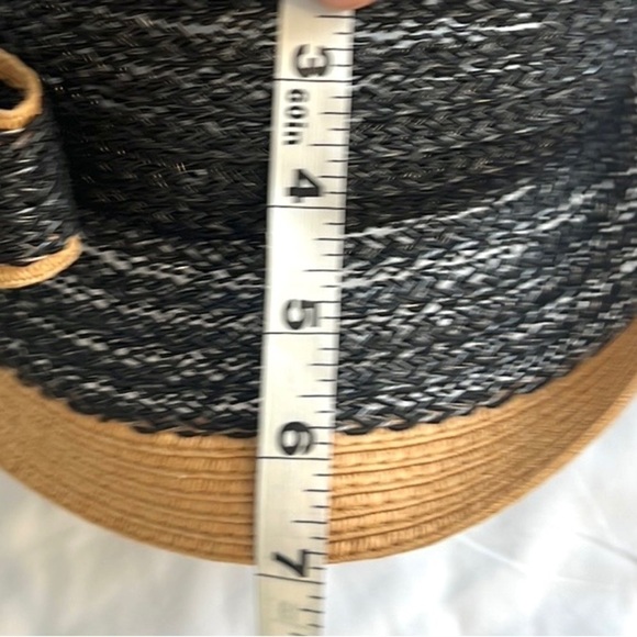Jessica Simpson,NBW, Black Tan Straw Fedora Resort Beach Hat Bow Trim One Size - Picture 8 of 8